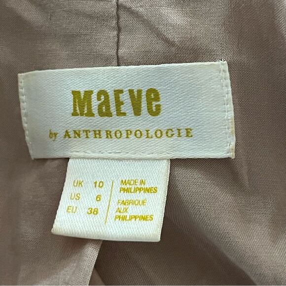 Maeve for Anthropologie Women's Double-Breasted Beige Blazer Size 6 Preppy Coat - Picture 10 of 10